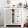 White/Grey+Oak 3 Drawer 1 Door Sideboard Home Wood Storage Cupboards Unit