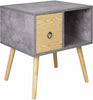 Wood Bedside table Nightstand Table with drawer and open compartment with legs