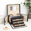 Mondeer Jewellery Box 4 Tier Jewelry Case w/ Lock Mirror and 3 Removable Drawers