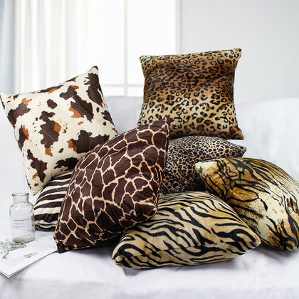 Soft Animal Print Zebra Leopard Polyester Deco Throw Pillow Case Cushion Cover