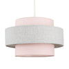 Modern Drum Ceiling Shades Fabric Two Tier Design Lights Easy Fit LED Lighting