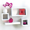 Modern Set Of 4 Floating Wall Shelves Storage Display Cube Shelf White Black Oak