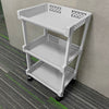 3 Tiers Plastic Kitchen Carts Trolley With Wheels Bathroom Storage Rack Cream