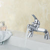 Modern Bath Shower Mixer Taps Deck Mounted Chrome Valve Bar Tap Handset & Hose