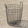 Industrial Vintage Metal Wire Basket Wooden Top Storage Lamp Table End Side Bed