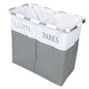 LIGHT & DARK 2 SECTION FOLDING LAUNDRY SORTER WASHING BIN BASKET STORAGE HINCH