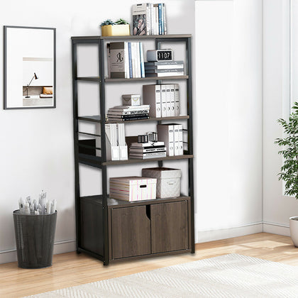 5 Tier Shelf Shelving Black Cabinet Storage w/Door Modern Corner for Kitchen