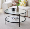 Contemporary Coffee Table 2-Tier Glass Center Table Large Side Table Living Room