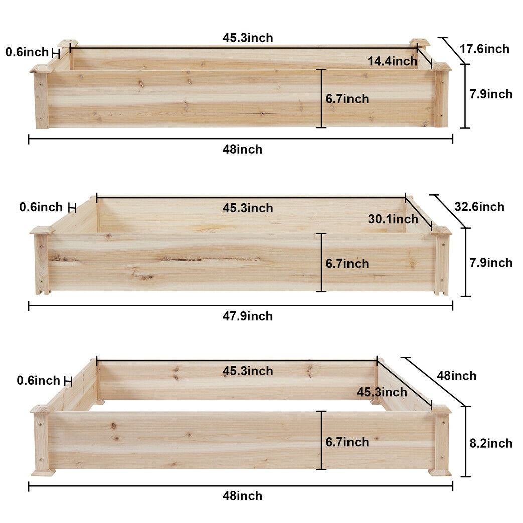 Heavy Duty Wooden Elevated Garden Bed Raised Planter Divided Boxes Kit ...