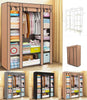 Fabric Canvas Wardrobe With Clothes Hanging Rail Shelves Storage Cupboard Grey