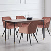 Pair Of Modern Dining Chairs Pink Velvet Armchairs Metal Legs Home Dining Room