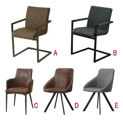 2 Pcs Faux Leather Dining Chairs Armchairs Office Kitchen Brown Grey Industrial