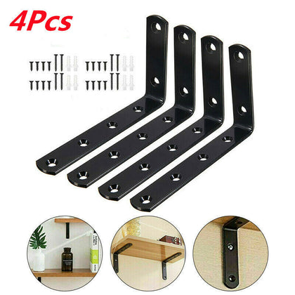 4X Heavy Duty Cast Iron L Shaped Wall Mounted Shelf Brackets Support Home Decor