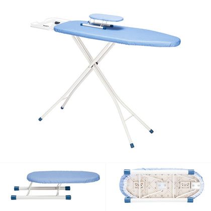 Folding Metal Ironing Board for steam iron with sleeve board 110x30x (68-80) cm