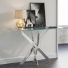Clear Tempered Glass Console Table Living Room Hallway Side Table Chrome Legs