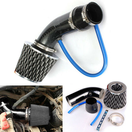 Universal Car Cold Air Intake Filter Induction Kit Pipe Hose System Carbon Black