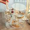 4 Tier Clear Acrylic Jewellery Box Rotating Earrings Bracelets Holder Organizer