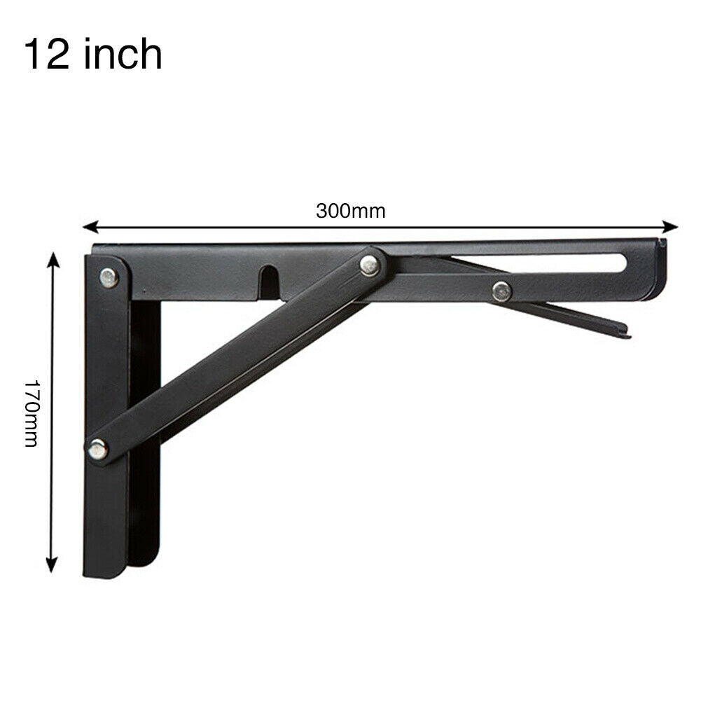  Storystore Folding Shelf Brackets - Heavy Duty Stainless Steel Collapsible  Shelf Bracket for Bench Table, Space Saving DIY Bracket, Max Load: 550lb  （Long :12” , 2 PCS） : Tools & Home Improvement