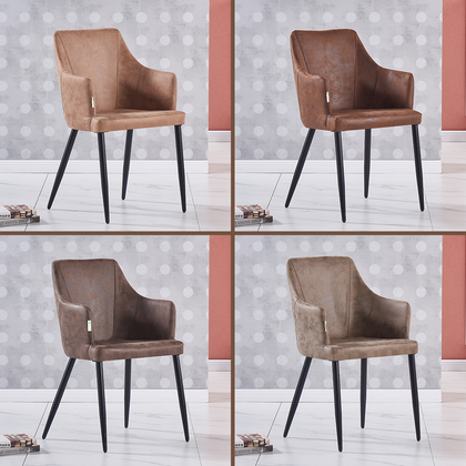 Zarah Faux Leather Armchair Dining Chair Brown Chocolate Latte Mocha Eiffel UK