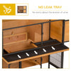 PawHut 2-Story Wooden Metal Rabbit Hutch Bunny Cage w/ Ramp Feeding Trough