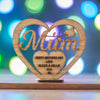 Personalised Mothers Day Gift for Mum Wooden Heart Plaque Freestanding Oak Gift