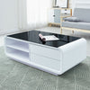 White High-gloss Coffee Table Black Surface 2 Drawers With Storage Living Room