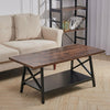 Vintage 2 Tier Rustic Wood Coffee Table With Metal Legs Living Room Furniture