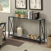 2 Tiers Console Table X-Shaped Hallway TableSide Table with Storage Shelf Black