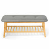 2-Tier Bamboo Hallway Shoe Bench Rack Stand Organiser Storage Upholstered Seat