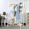 Floor Stand Garment Rail Wooden Clothes Hanging Display Rack With Shelf Bedroom