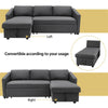 Modern 7.2ft Reversible Sectional Storage Sleeper Sofa Bed L-Shape 3 Seat Chaise