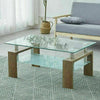 Rectangle Glass Coffee Table With Stroage Modern Living Room Furniture Chrome