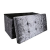 GREY LINEN LARGE FOLDING STORAGE OTTOMAN POUFFE SEAT FOOT STOOL STORAGE BOX UK