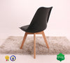 Set of 4 Black Lorenzo Dining Chair with Padded Seat Eiffel Inspired Wooden Legs