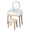 Modern Makeup Table Set Vanity Dressing Table W/ Stool LED Mirror & 4 Drawers