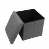 LARGE LINEN FOLDING STORAGE OTTOMAN POUFFE SEAT FOOT STOOL STORAGE BOX GREY UK