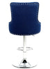 Blue Bar stools, 2 X Blue Linen Button Detail Premium Monteray swivel Barstools (BLUE)