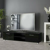 Modern TV Unit Cabinet Stand Living Room Set 140cm High Gloss Doors Black Fast