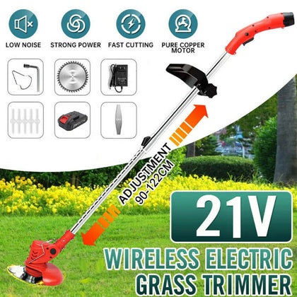 21V Cordless Strimmer Grass Trimmer Edger Lawn Mower Weed Brush Cutter w/Battery