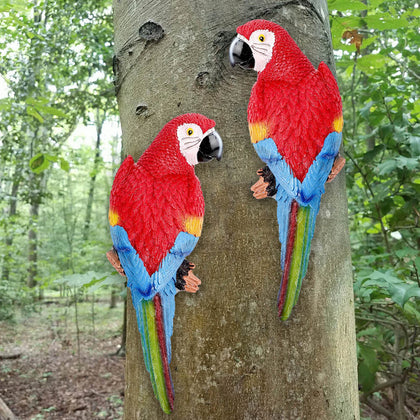 Resin Parrot Bird Statue Outdoor Garden Ornament Decoration Wall Tree Lawn Decor