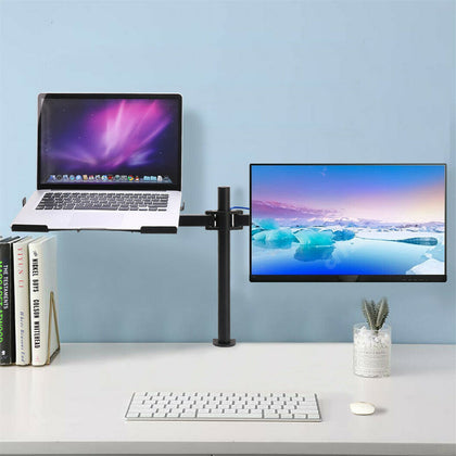 Monitor Arm Stand with Laptop Tray Fully Adjustable for 13-32inch LCD LED Screen