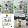3-4-Tier Home Trolley Kitchen Storage Cart Steel Bars 4 Wheels Rolling Unit