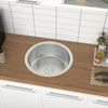Round Kitchen Sink Stainless Steel 430mm Single Bowl With Waste Plumbing Kit