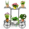 Metal Garden Cart Stand 6 Tier Flower Pot Plant Holder Home Patio Display Rack