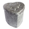 Silver Crushed Velvet Diamante Ottoman Storage Heart Stool Footstool box