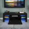 Modern TV Unit Cabinet Stand High Gloss Doors & Drawers LED Lights Display Black