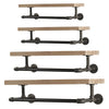 Clothes Rail Shelf Industrial Pipe Clothing Rack Wall Mounted Wooden Board Shelf