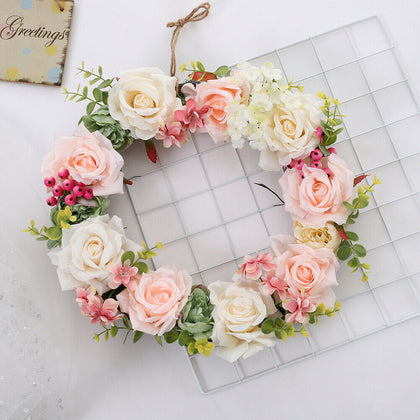 Artificial Rose Leaf Wreath Wall Door Hanging Rattan Plant Garland Festival Deco