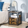 End Table Bedroom Side Stand Accent Table w/ Shelf & Drawer Rustic Brown