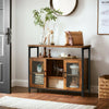Industrial Kitchen Storage Cabinet Rustic Buffet Sideboard Glass Cupboard Doors